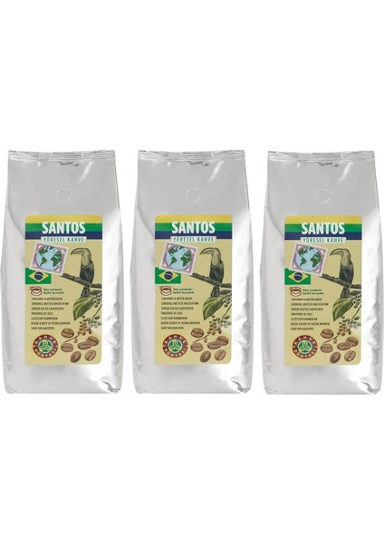 Yöresel Santos Çekirdek Filtre Kahve 3 x 1000 gr