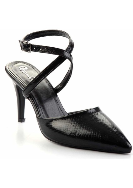 Siyah Yılan Baskı Kadın Klasik Topuklu Ayakkabı K01397180307 fiyatları