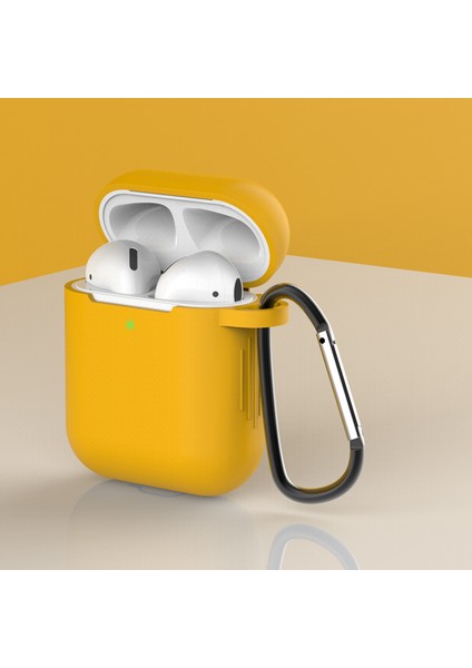 Airpod'lar Için Tokalı, Toz Geçirmez Silikon Kulaklık Kılıfı, Şarj KILIFLI(2019)/AIRPOD'LAR ve Şarj KILIFLI(2016)-KOYU Sarı (Yurt Dışından)
