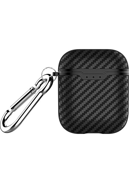 Airpod'lar Için Karbon Fiber Dokulu Tpu Koruyucu Kılıf, Karabinalı Şarj Kılıfı (2016)-SIYAH (Yurt Dışından)