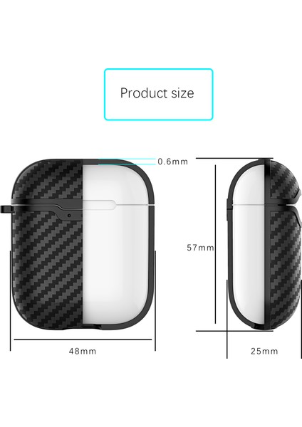 Airpod'lar Için Karbon Fiber Dokulu Tpu Koruyucu Kılıf, Karabinalı Şarj Kılıfı (2016)-SIYAH (Yurt Dışından) fiyatları