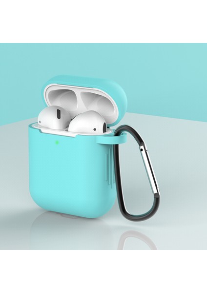 Airpod'lar Için Tokalı, Toz Geçirmez Silikon Kulaklık Kılıfı, Şarj KUTULU(2019)/AIRPOD'LAR ve Şarj KUTULU(2016)-CYAN (Yurt Dışından)