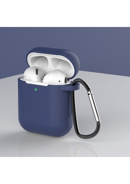 Airpod'lar Için Tokalı, Toz Geçirmez Silikon Kulaklık Kılıfı, Şarj KILIFLI(2019)/AIRPOD'LAR ve Şarj KILIFLI(2016)-KOYU Mavi (Yurt Dışından)
