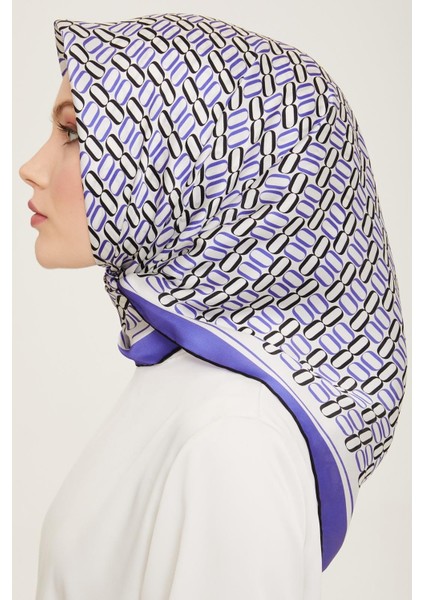 Mor Geometrik Desen Tivil İpek Eşarp 9149 - 38 modelleri