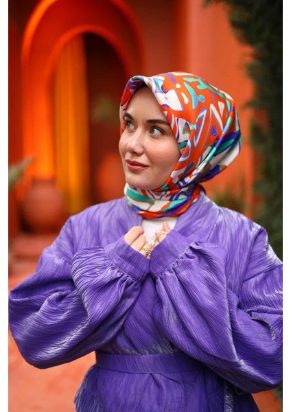 Silk Home Turuncu Mor Karma Desen Tivil Ipek Eşarp 11427-27 fırsatları