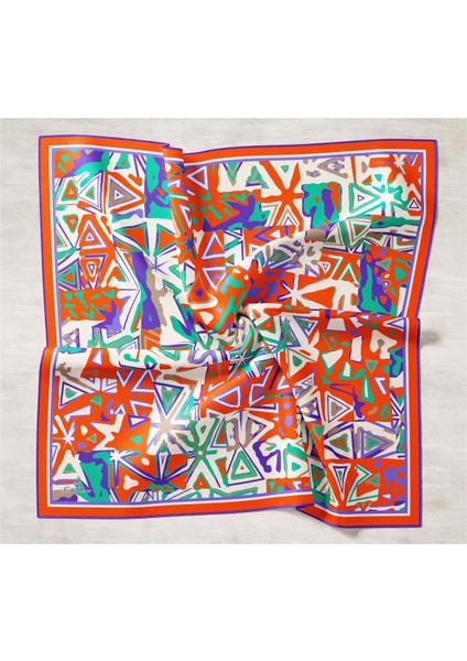 Silk Home Turuncu Mor Karma Desen Tivil Ipek Eşarp 11427-27 indirimleri