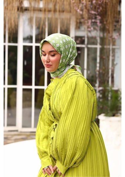 Fıstık Yeşili Pembe Karma Desen Tivil Ipek Eşarp 11425-75 fiyatları