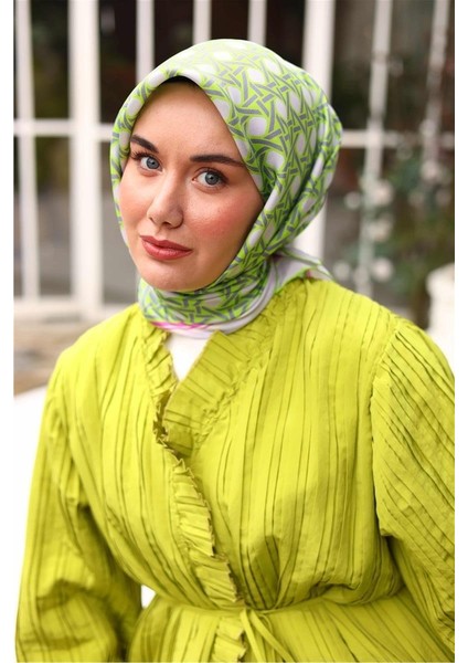 Fıstık Yeşili Pembe Karma Desen Tivil Ipek Eşarp 11425-75 fırsatları