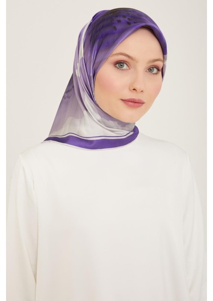 Mor Çiçek Desen Tivil İpek Eşarp 9100 - 08 indirimleri