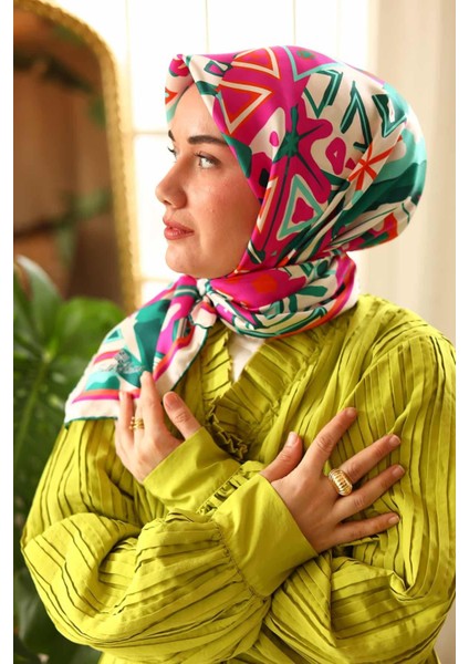 Silk Home Fuşya Yeşil Karma Desen Tivil Ipek Eşarp 11427-38 fırsatları