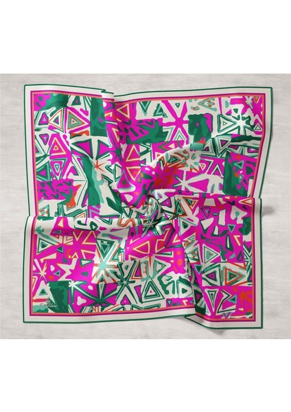 Silk Home Fuşya Yeşil Karma Desen Tivil Ipek Eşarp 11427-38 indirimleri