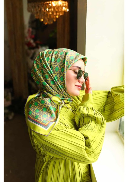 Eflatun Yeşil Karma Desen Tivil Ipek Eşarp 11424-63 fiyatları