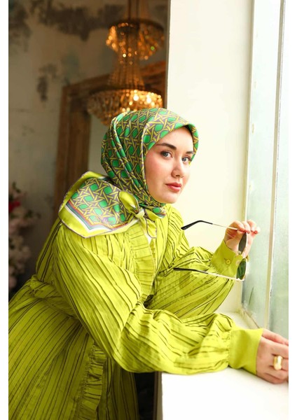 Eflatun Yeşil Karma Desen Tivil Ipek Eşarp 11424-63 modelleri