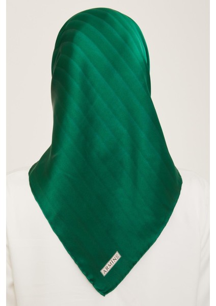 Benetton Yeşil Çizgili Degrade Desen Tivil İpek Eşarp 9150 - 84