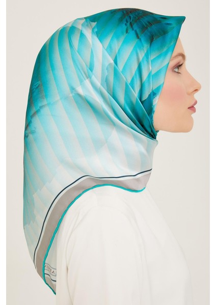 Su Yeşil Çiçek Desen Tivil İpek Eşarp 9100 - 34 fiyatları