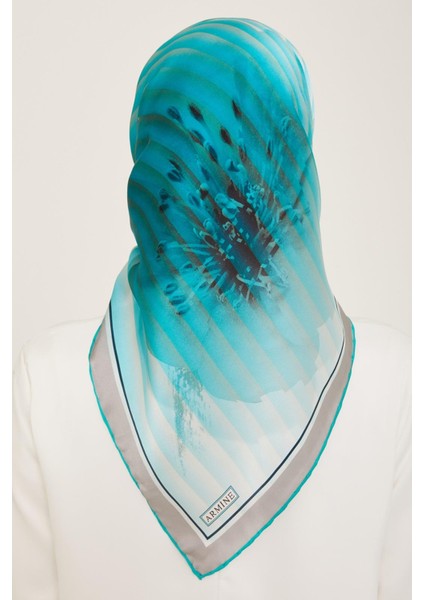 Su Yeşil Çiçek Desen Tivil İpek Eşarp 9100 - 34 fırsatları