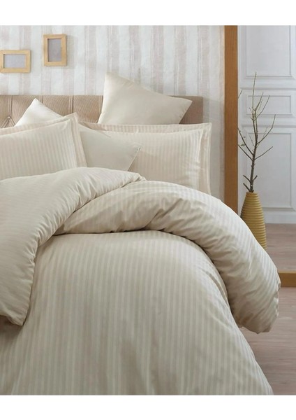 Krem Pamuk Saten Nevresim Takımı Çift Kişilik fırsatları