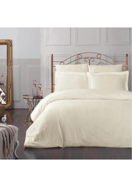 Krem Pamuk Saten Nevresim Takımı Çift Kişilik indirimleri