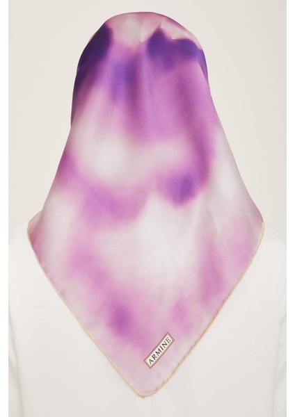 Lila - Cappucino Geçişli Çiçek Desen Tivil İpek Eşarp 9124 - 35 fırsatları