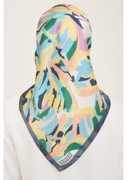 Sarı - Somon Karma Desen Tivil İpek Eşarp 9140 - 84 fırsatları