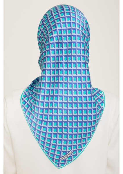 Su Yeşil Bal Peteği Desen Tivil İpek Eşarp 9109 - 52