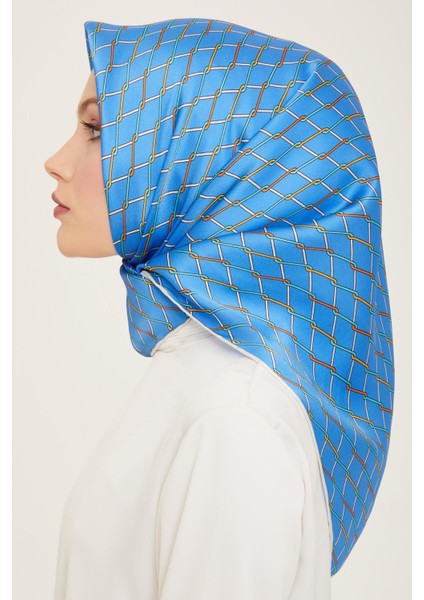 Mavi-Beyaz Dijital Örgü Desen Tivil Ipek Eşarp 9152-87 modelleri