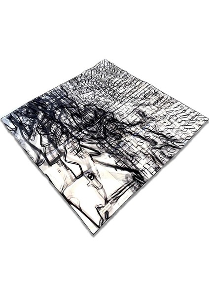 Siyah Beyaz Karma Desen Tivil İpek Eşarp 8861438 - 912