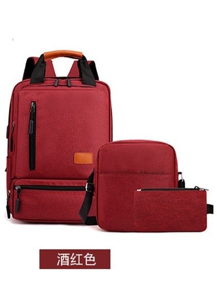 Rahat Sırt Çantası Büyük Kapasiteli Öğrenci Çantası Erkek Üç Parçalı Set Çok Fonksiyonlu Laptop Çantası Erkekler Için (Yurt Dışından)