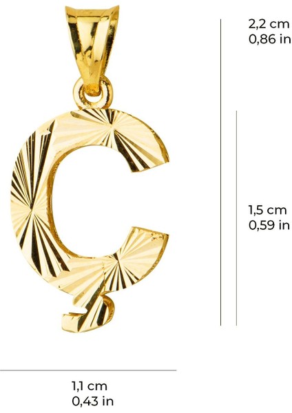 14 Ayar Altın Ç Harfi Kolye Ucu 0.64 gr indirimleri