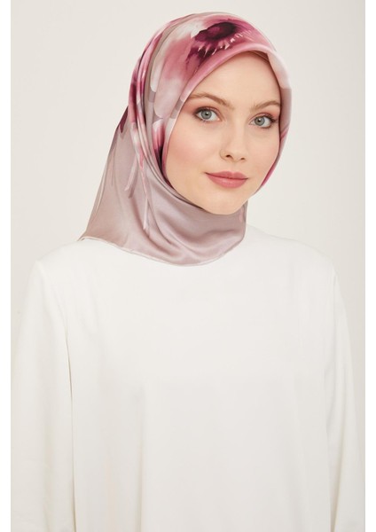 Gül Kurusu Çiçek Desen Tivil İpek Eşarp 9105 - 35 indirimleri