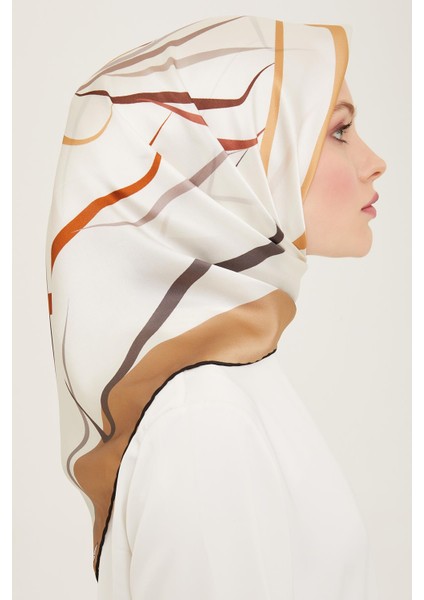 Cappucino Karma Desen Tivil İpek Eşarp 9115 - 82