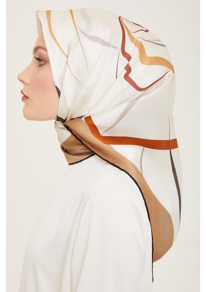 Cappucino Karma Desen Tivil İpek Eşarp 9115 - 82