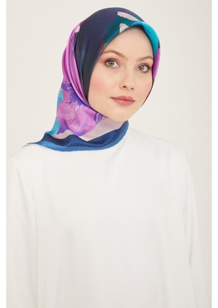 Mavi Batik Desen Tivil İpek Eşarp 9145 - 31 indirimleri