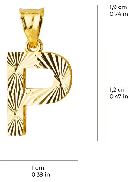 14 Ayar Altın P Harfi Kolye Ucu 0.59 gr indirimleri