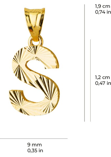14 Ayar Altın S Harfi Kolye Ucu 0.62 gr