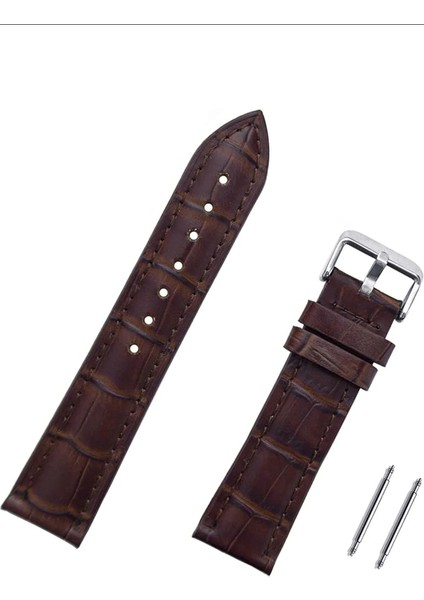 Koyu Kahverengi Kroko <7 >hakiki Dana Derisi Saat Kordonu Kayış 22 mm