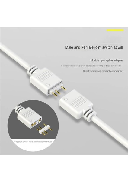 Coolmoon 4 Port 5V 3pin Argb LED Splitter Çoklayıcı Kablo, Uzatma Kablosu (1 Dişi To 4 Dişi) - Beyaz