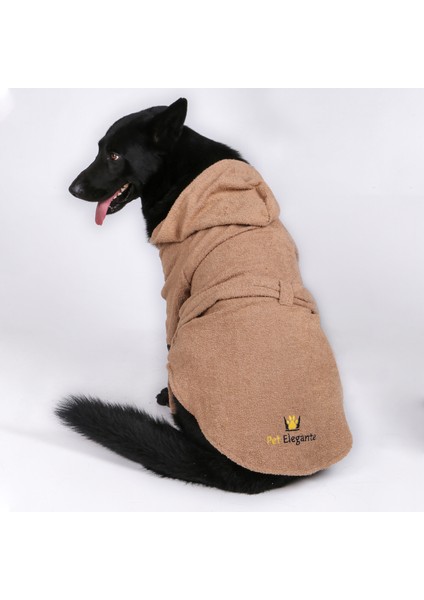 %100 Pamuk Kedi Köpek Bornozu Kahverengi 4xl- 5xl Beden