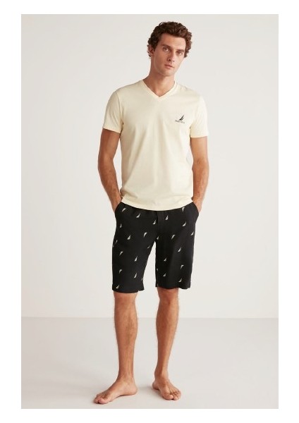 Erkek Cotton Kumaş Kısa Kol Şortlu Pijama Takım 701