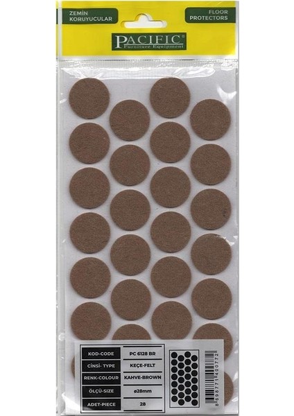 Yapışkanlı Keçe Zemin Koruyucusu Çap 28 Mm-5 Adet