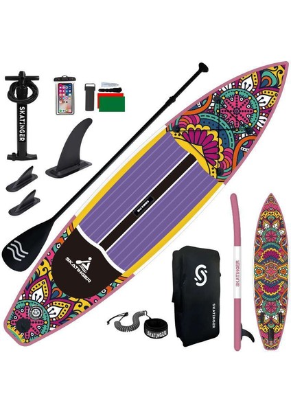 Lethe Boards Cırce Stand Up Şişme Renkli Touring Sup Board Skatinger 350 x 82 x 15 cm Kapasite 200 kg Hot Fusion Full Set - Su Geçirmez Telefon Kılıfı Hediye