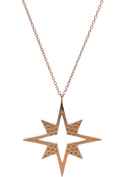 Pırlanta Taş Detaylı Şık Yıldız Figürü Rose Altın Kolye fırsatları