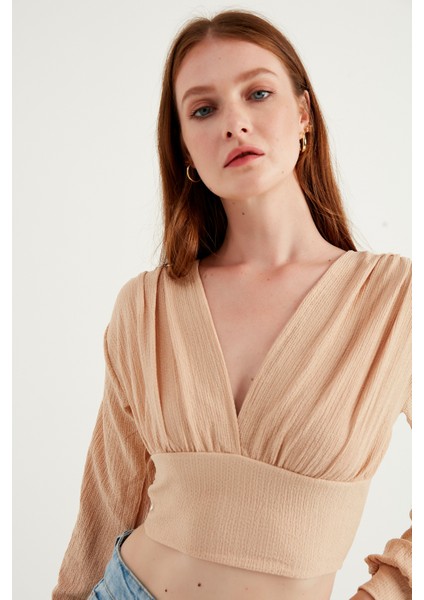 Ten Rengi Uzun Kol Pileli Bluz fiyatları