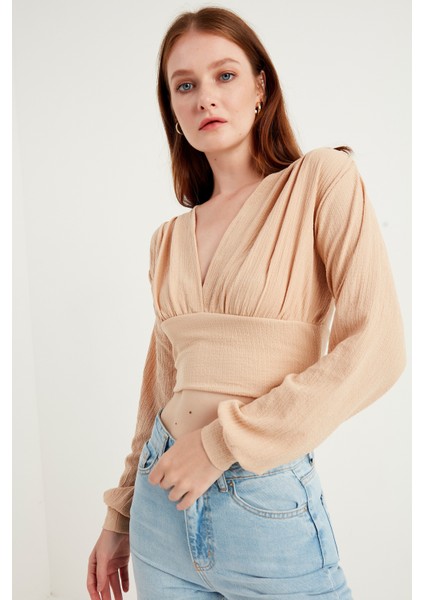 Ten Rengi Uzun Kol Pileli Bluz modelleri