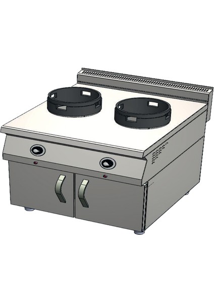 Karacasan 900 Seri Dolaplı 80 cm 2 Gözlü Tüplü Wok Ocak