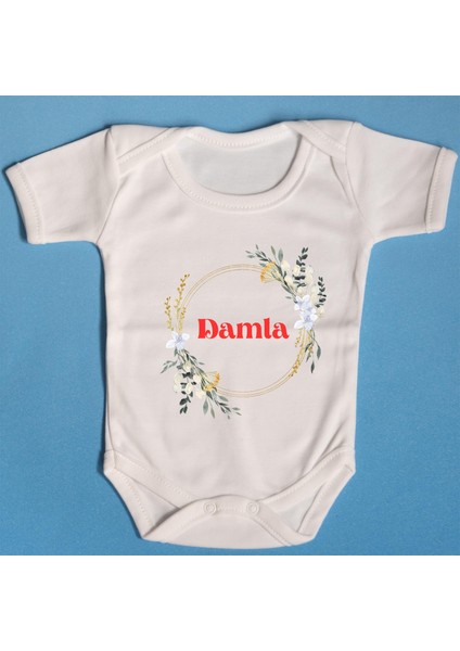 Patobaby Pamuklu Bebek Zıbını Isime Özel Damla Çiçekli