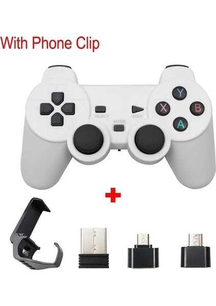 Beyaz Klipsli Kablosuz Gamepad Android Telefon/pc/ps3/tv Kutusu Joystick 2.4g Joypad Oyun Denetleyicisi Xiaomi Akıllı Telefon Için Oyun Aksesuarları (Yurt Dışından)