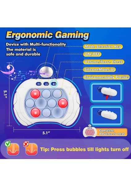 Yükseltme-Yeşil Forg-Hızlı Itme Pop Işık Fidget Oyun Konsolu Gamepad Yükseltilmiş Parmak Ucu Basın Yarışması Sıkma Stresi Azaltma Fidget Oyuncak Duyusal (Yurt Dışından)