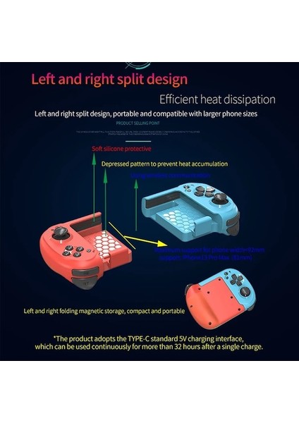 061 Siyah-Mocute 061 Kablosuz Gamepad Kablosuz Sol Sağ Bölünmüş Oyun Denetleyicisi Pc Için Ios Için Android Için Bluetooth Oyun Joystick (Yurt Dışından)