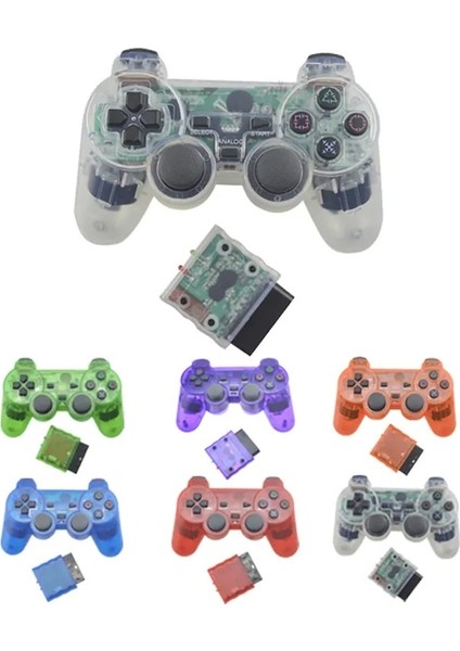 Siyah-Şeffaf Renkli Kablosuz Gamepad Sony Ps2 2.4g Titreşim Joystick Blutooth Denetleyici Playstation 2 Joypad (Yurt Dışından)